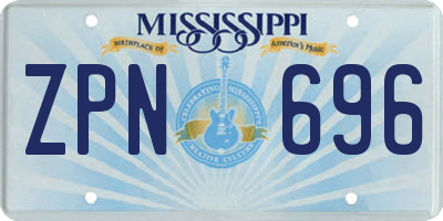 MS license plate ZPN696