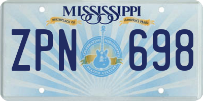 MS license plate ZPN698