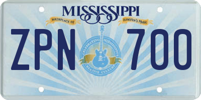 MS license plate ZPN700