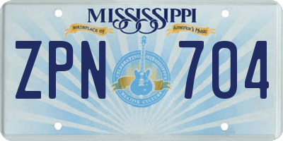 MS license plate ZPN704