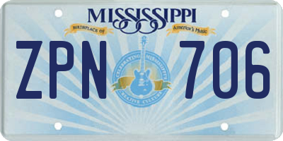 MS license plate ZPN706