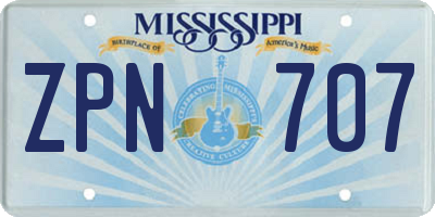 MS license plate ZPN707