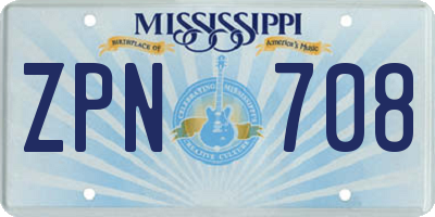 MS license plate ZPN708