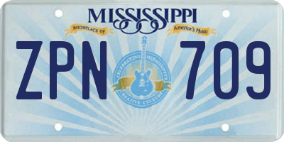 MS license plate ZPN709