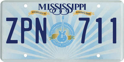 MS license plate ZPN711