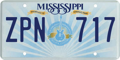 MS license plate ZPN717