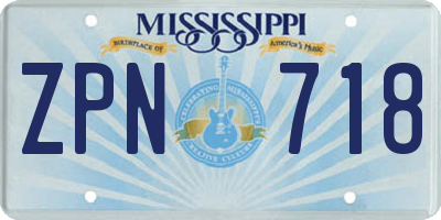 MS license plate ZPN718