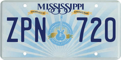 MS license plate ZPN720