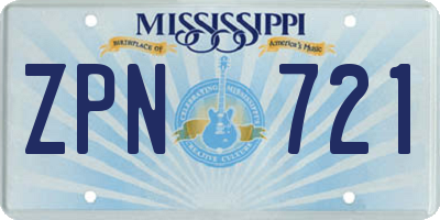 MS license plate ZPN721