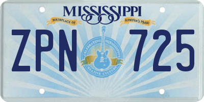 MS license plate ZPN725
