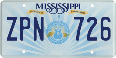 MS license plate ZPN726
