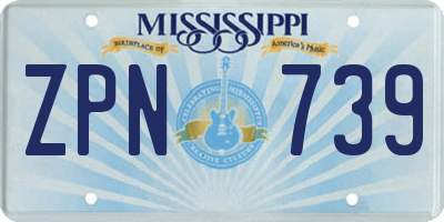 MS license plate ZPN739
