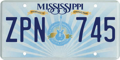 MS license plate ZPN745