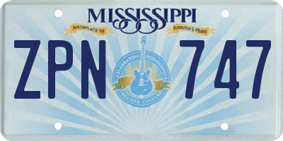 MS license plate ZPN747