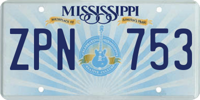MS license plate ZPN753