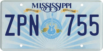 MS license plate ZPN755
