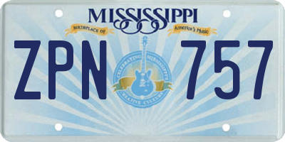 MS license plate ZPN757