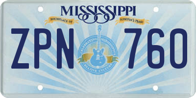 MS license plate ZPN760