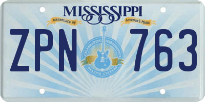 MS license plate ZPN763