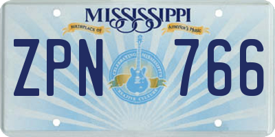 MS license plate ZPN766