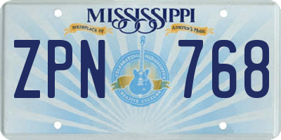 MS license plate ZPN768