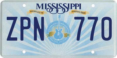 MS license plate ZPN770