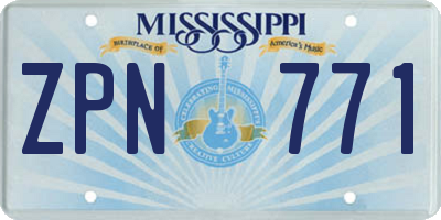 MS license plate ZPN771