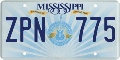MS license plate ZPN775