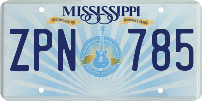 MS license plate ZPN785