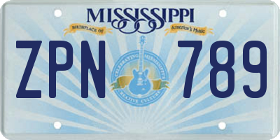 MS license plate ZPN789