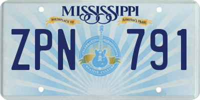 MS license plate ZPN791