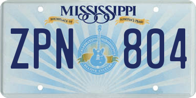MS license plate ZPN804