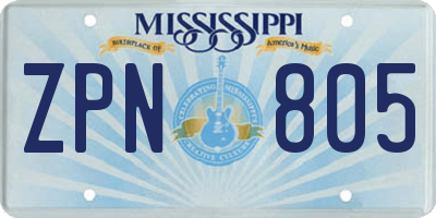 MS license plate ZPN805