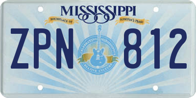MS license plate ZPN812