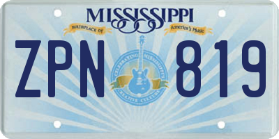 MS license plate ZPN819