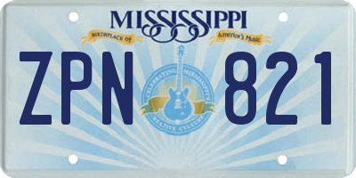 MS license plate ZPN821