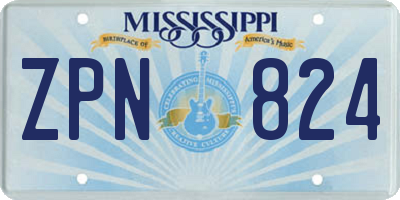 MS license plate ZPN824