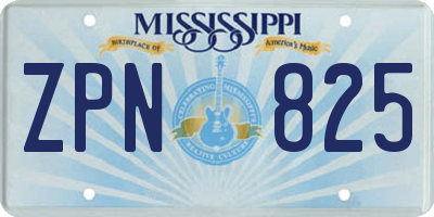MS license plate ZPN825