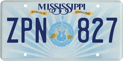 MS license plate ZPN827