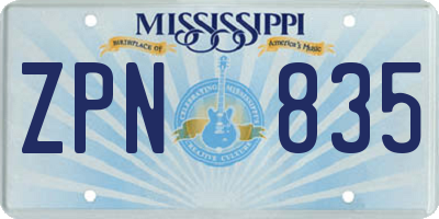 MS license plate ZPN835
