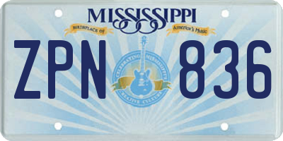 MS license plate ZPN836