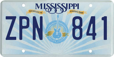 MS license plate ZPN841