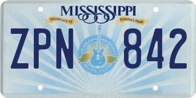 MS license plate ZPN842