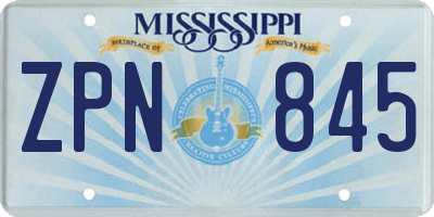 MS license plate ZPN845