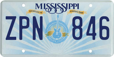 MS license plate ZPN846