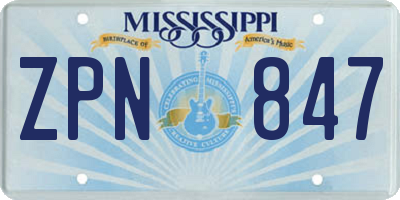 MS license plate ZPN847