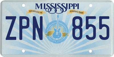 MS license plate ZPN855