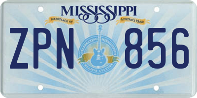 MS license plate ZPN856