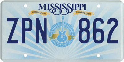 MS license plate ZPN862