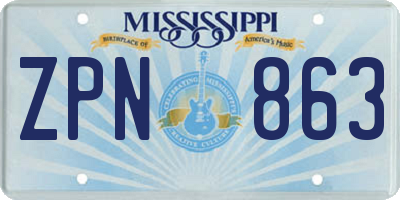 MS license plate ZPN863